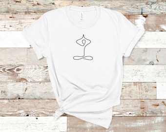 Minimalist Yogi Tee, Women's Yoga Pose T-Shirt, Meditation, Yoga Pose Tee, Inspirational, Spiritual, Inner Peace, White Cotton Tee