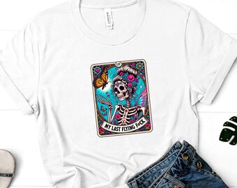 My Last Flying F*ck Tee, Adult Humor Tee, Goth Skeleton Tee, Funny Goth Girl Shirt, Sarcastic Tee, Trendy Unisex Tee, Colorful Graphic Tee