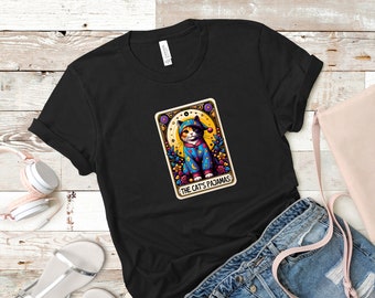 The Cat's Pajamas Tee, Tarot Card Tee, Cat Tshirt, Fun Tshirt, Vintage, Retro, Groovy, Cool, Hipster Tee, Colorful Graphic Tee