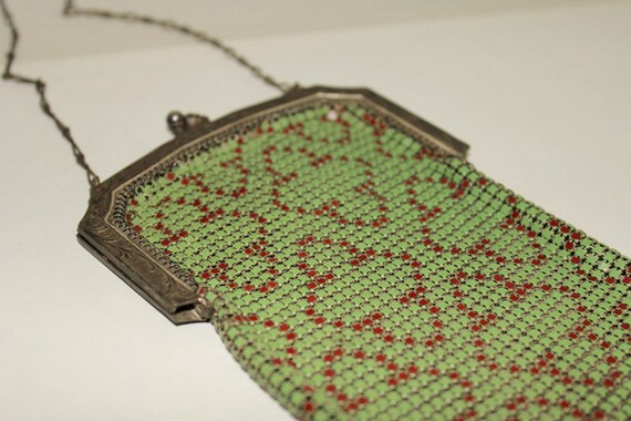 Vintage Mesh Purse-Enamel Mesh Bag-Chainmail Purse