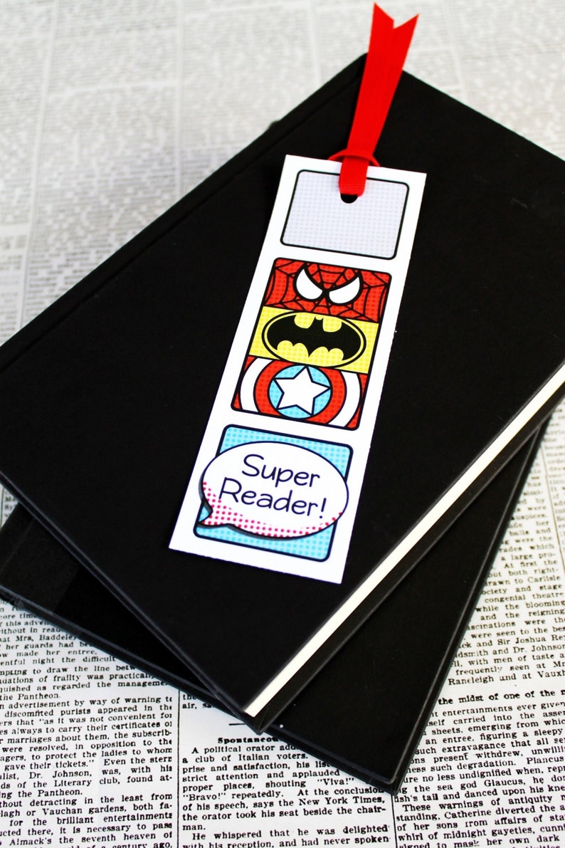 superhero collection super reader bookmarks digital etsy