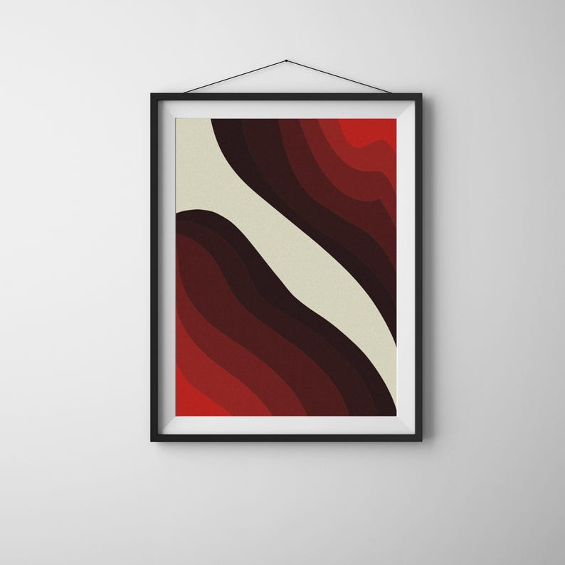 Abstract Red Wave Digital Art | Minimalist - Etsy