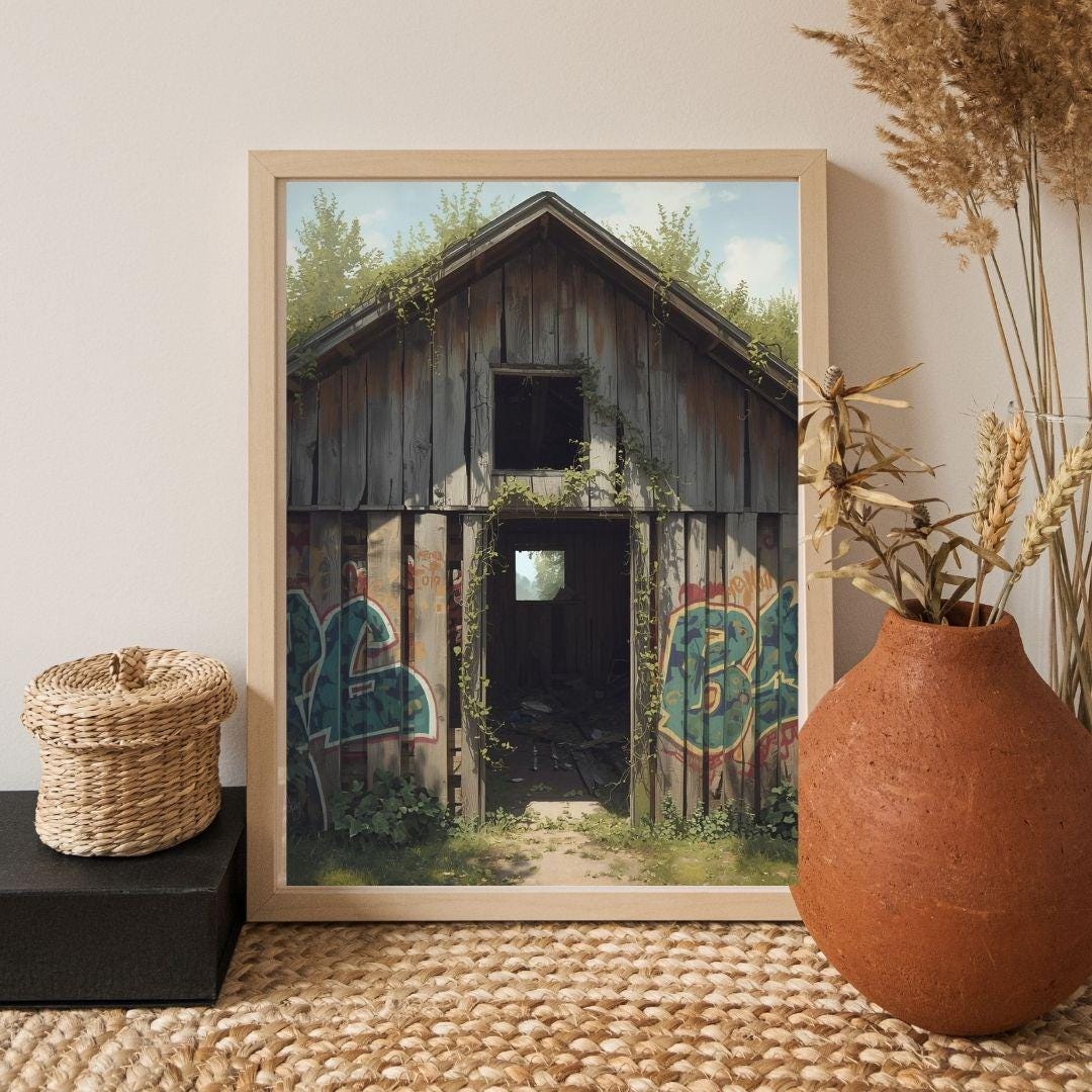 Rustic Graffiti Graffiti Barn Photography – Rustic Wall Art With Sunlight Beams ...