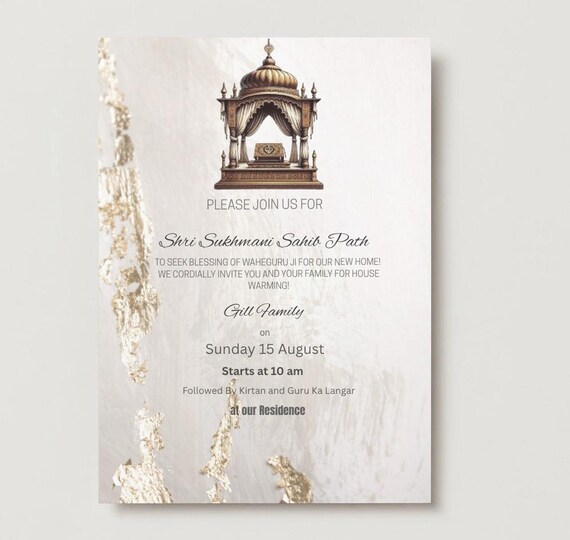Sikh House Warming Invitation Card | Sukhmani Sahib Path