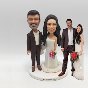Figurine personnalisée pour couple de mariés | Cadeau personnalisé figurine des jeunes mariés pour un anniversaire, des fiançailles ou un souvenir de gâteau de mariage
