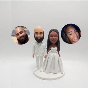 Figurine à pompon personnalisée pour couple de mariage à partir de la photo - Cadeau souvenir personnalisé des jeunes mariés pour un mariage, un anniversaire ou des fiançailles