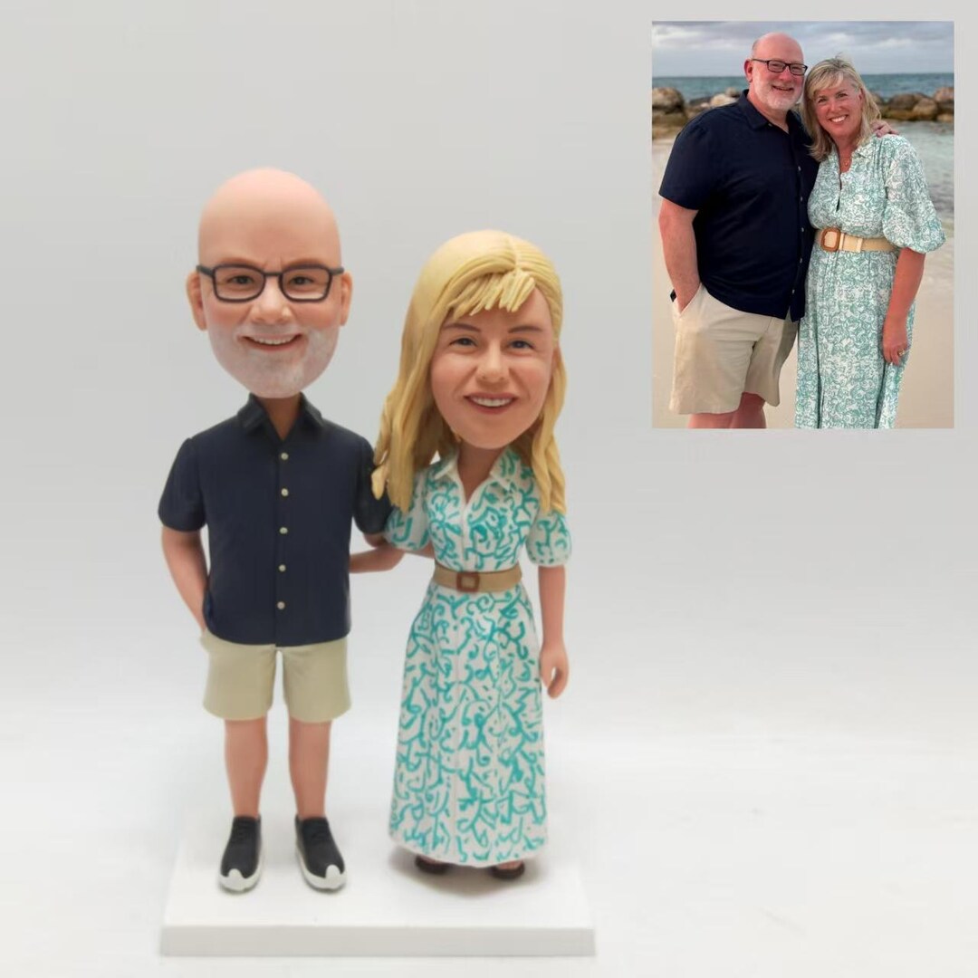Custom Beach Couple Bobblehead Figurine | Personalized Vacation Photo ...
