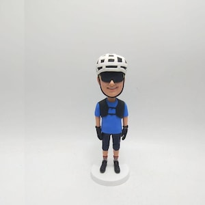 Custom Cyclist Bobblehead with Helmet and Sunglasses – Personalized Gift for Bikers, Father’s Day, Birthday, or Outdoor Sports Fan