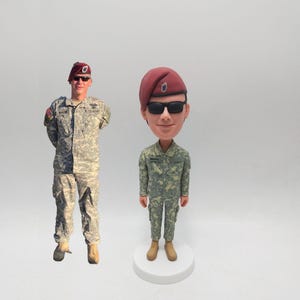 Custom Army Bobblehead Figurine with Maroon Beret – Personalized Military Gift for Veterans, Promotion, Deployment or Army Graduation