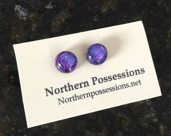 Purple Lavander Dichroic Earrings
