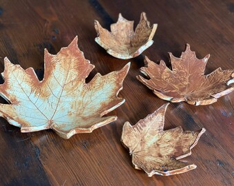 Leaf Impression Set, Maple Leaf Accent, Maple Leaf Spoon Rest, Rustic Leaf Impressions, The Well Dressed Table