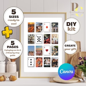 Custom Playing Card Photo Collage, CANVA Template Custom Friends Forever Wall Art, Personalized Digital Download, Unique Gift for Friends