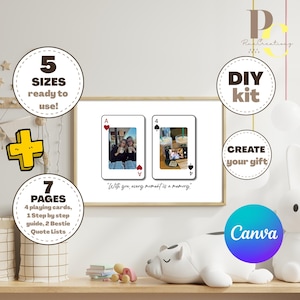 Custom Playing Card Photo Collage, CANVA Template Custom Friends Forever Wall Art, Personalized Digital Download, Unique Gift for Friends