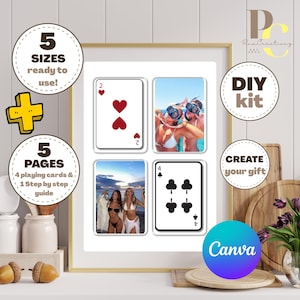 Benutzerdefinierte Spielkarte Collage Vorlage | CANVA Vorlage | Wohnheim Dekor | Beste Freundin Geschenkidee für sie | Freundschaft Wandkunst Personalisiert