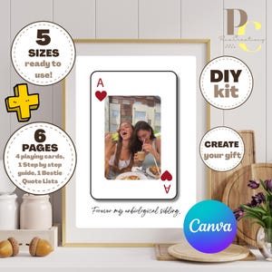 Custom Playing Card Photo Collage, CANVA Template Custom Friends Forever Wall Art, Personalized Digital Download, Unique Gift for Friends