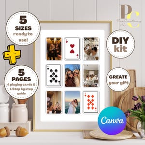 Custom Playing Card Photo Collage, CANVA Template Custom Friends Forever Wall Art, Personalized Digital Download, Unique Gift for Friends