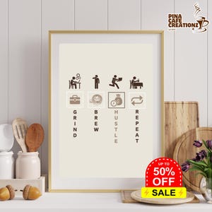 Coffee First, Sztuka ścienna z kawą, Sztuka do pobrania, Wydruk na wózku z kawą, Dekoracja dla miłośników kawy, Modny plakat retro, Minimalistyczna sztuka ścienna