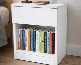 Hidden Compartment Bookshelf, Minimalist Bedside with Concealed Storage, Modern Night Stand Organizer, Secret Safe Nightstand with Drawer
