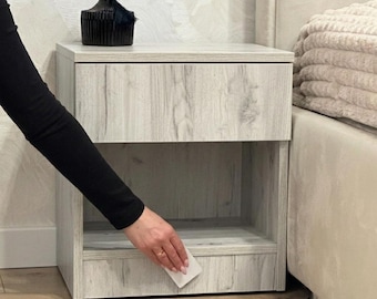 Modern Nightstand with Hidden Storage Drawer, Secure Bedside Table with RFID Lock, Secret Compartment Furniture, Unique Gift for Her