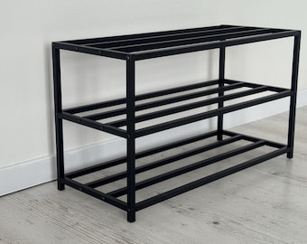 Custom Modern Metal Shoe Rack, Handcrafted Furniture for Entryway - Space Saving Organizer for Small Hallway, Housewarming Gift for Dad