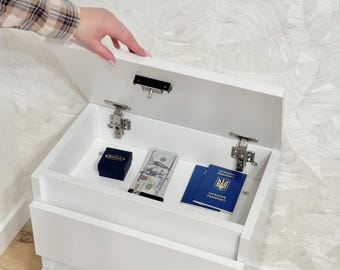 Hidden Nightstand with RFID Lock & Secret Drawer – Smart Secure Furniture, Invisible Compartment Bedside Table, Hidden Compartment Furniture