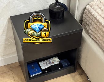 Safe for Valuables Nightstand with Card Key, Secret Storage Drawer, Smart Furniture, Hidden Compartment, Bedside Secure RFID Table