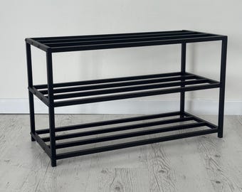 Ruimtebesparend schoenenrek met 3 verdiepingen, platte metalen opberger voor de hal, eenvoudige montage schoenenplank voor appartement cadeau voor papa