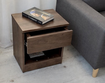 RFID Lock Bedside Table with Hidden Lower Compartment, Secure Nightstand with Secret Storage Drawer