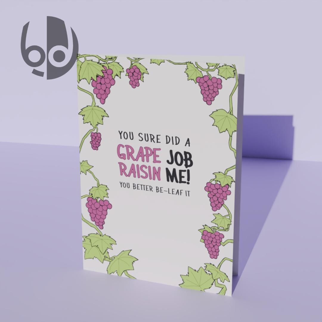 Grape Job Raisin Me Dad Printable Father's Day Card | Card for Dad ...