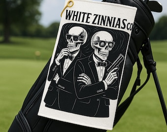 Skull Tuxedo Golf Towel: Waffle Microfiber Quick-Dry Golf Gift