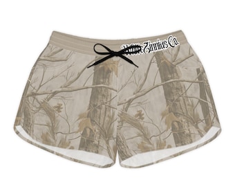 Pantalones cortos de camuflaje para correr: pantalones cortos deportivos de gimnasio con estampado de bosque para mujer