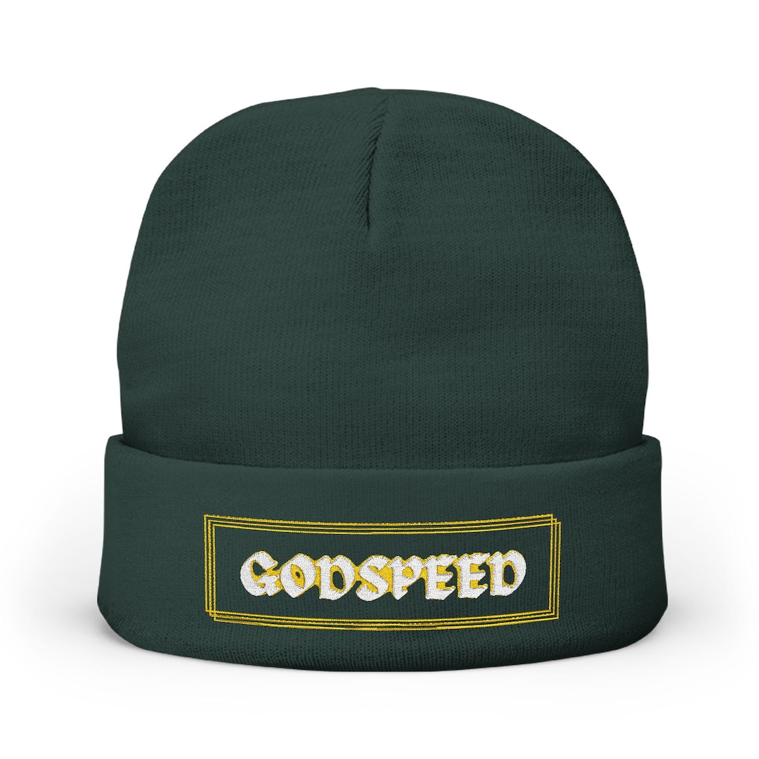 Embroidered Gothic Lettering Beanie: Godspeed Streetwear Knit Cap - Etsy