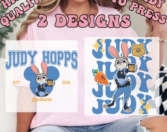 Disney Zootopia Characters DTF Transfers, Nick Wilde Heat Press Transfers, Judy Hopps Ready to Press High Quality Direct to Film Prints,