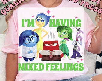 Disney Inside Out I'M Having Mixed Feelings Ready to Press Transfer,  Pixar Inside Out DTF Heat Press Transfers, Direct to Film Prints