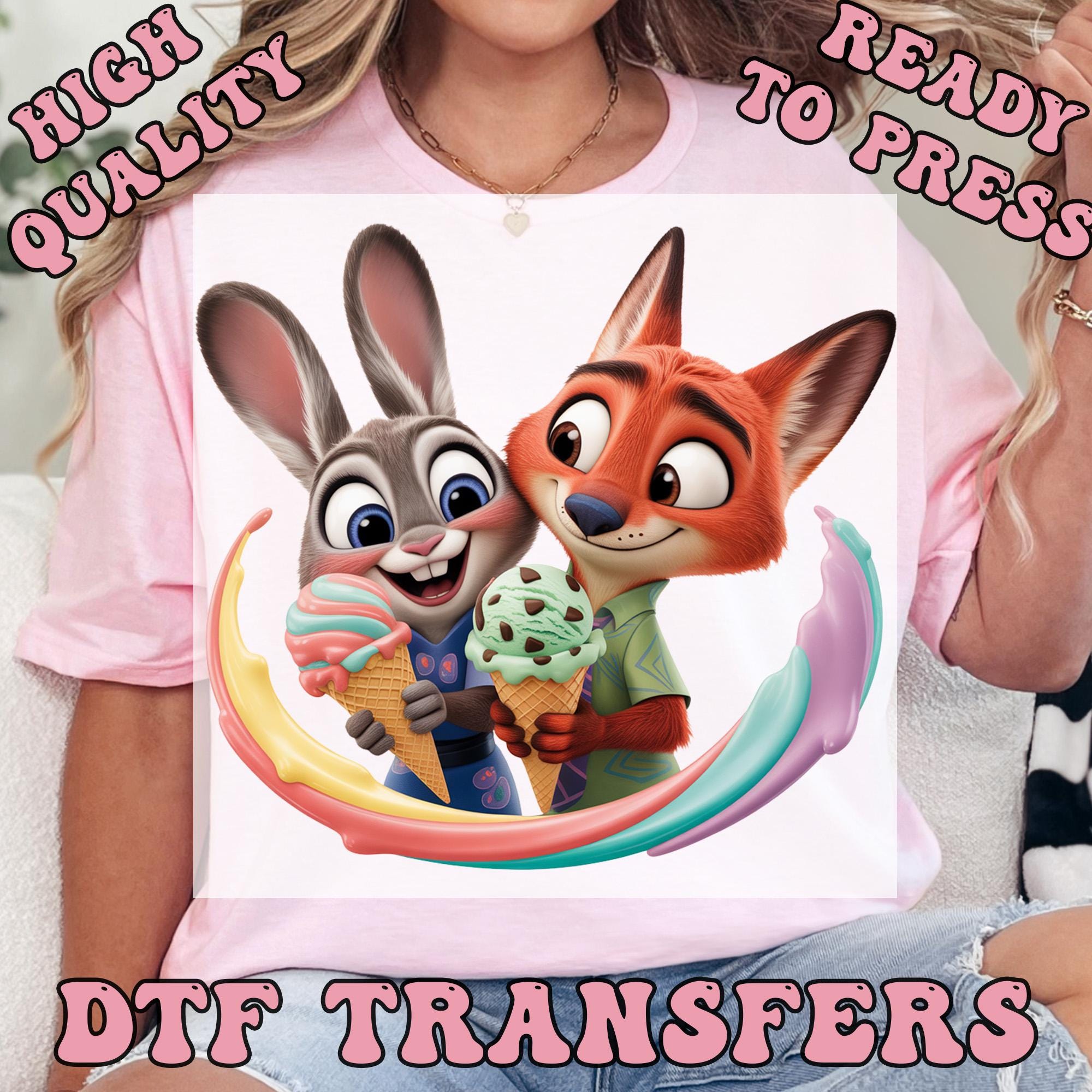 Disney Zootopia DTF Transfers, Nick Wilde and Judy Hopps Heat