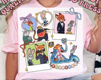Coquette Polaroid Zootopia DTF Transfers, Judy Hopps Nick Wilde Heat Press Transfers, Welcome To Zootopia Disney, Locket Zootopia Tee
