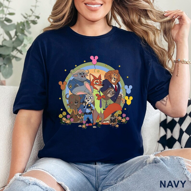 Disney Zootopia Characters DTF Transfers, Nick Wilde Judy Hopps Heat Press Transfers, Disney Family Trip, Zootopia Mickey Balloons Tee bild 14
