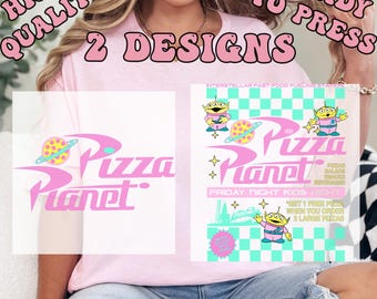 Pizza Planet Toy Story Checkered Heat Press Transfer, Disney Aliens Ready To Press DTF, Pizza Planet Iron On DTF Transfer