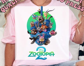 Disney Zootopia 2 DTF Transfers, Zootopia Characters Heat Press Transfers, Judy Hopps Nick Wilde Gary De'Snake, Disneyland Zootopia Tee