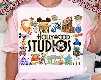 Disney Hollywood Studios Ready to Press Transfer,  Disney Family DTF Heat Press Transfers, High Quality Direct to Film Prints