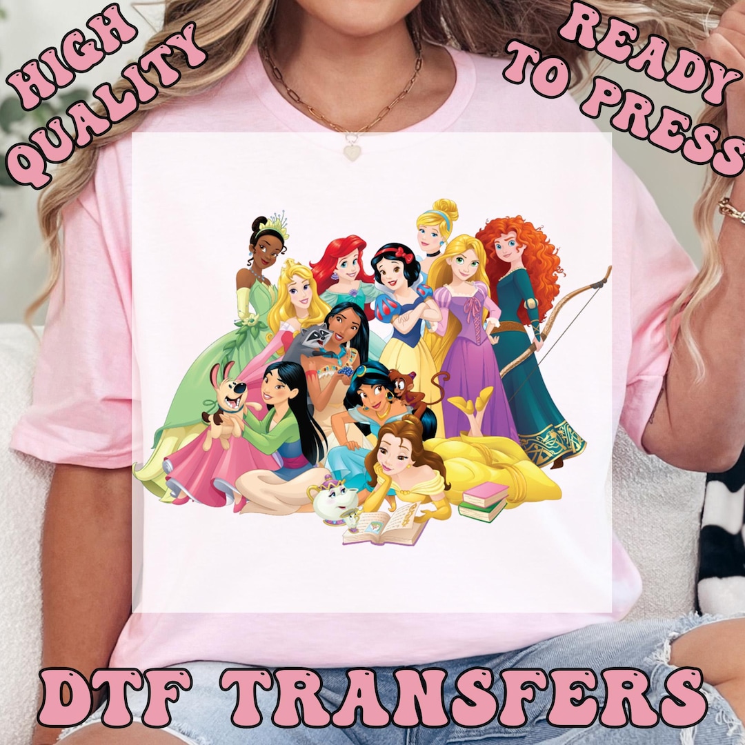Disney Princess Ready to Press Transfer, Disney Family DTF Heat Press ...