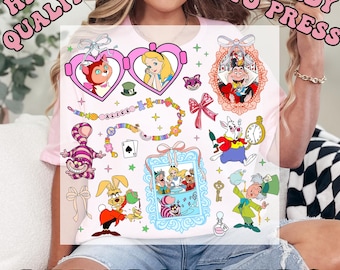 Alice in Wonderland Heat Press Transfer, Disney Coquette Bows Ready To Press DTF, We're All Mad Here High Quality DTF Transfer