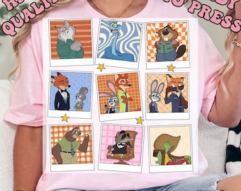 Disney Zootopia 2 Polaroids DTF Transfers, Walt Disney World Heat Press Transfers, Zootopia Characters, Disneyland Zootopia