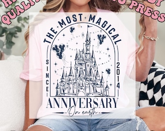 Disneyland The Most Magical Anniversary On Earth Heat Press Transfer, Disneyland Honeymoon Ready To Press DTF,