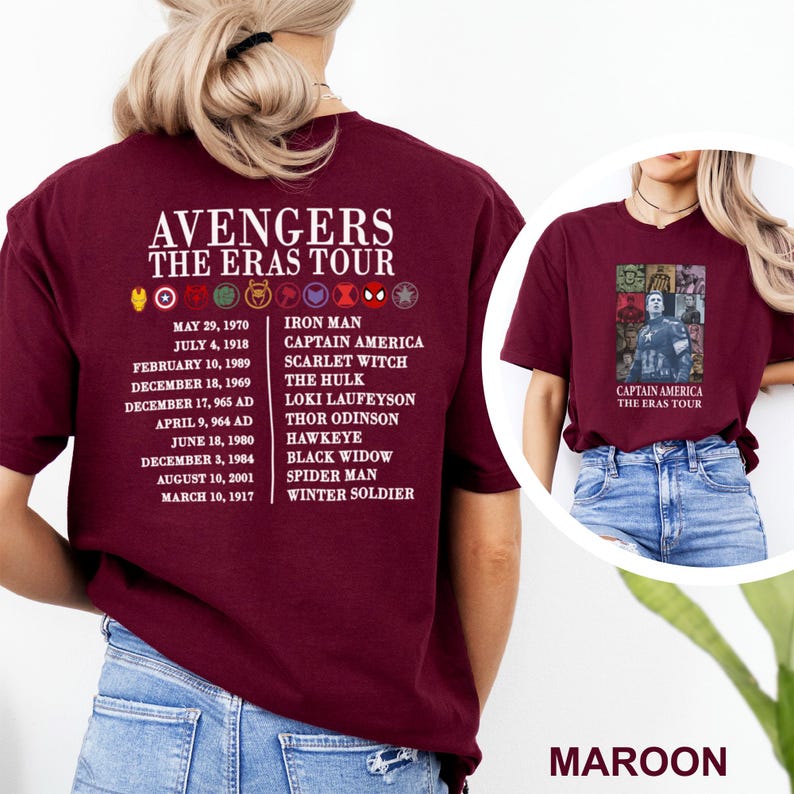 Avengers The Eras Tour DTF Transfers, Marvel Super Heroes Heat Press Transfers, Captain America, Ironman Tee, The Hulk, Spider-Man Bild 14