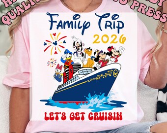 Disney Cruise 2026 DTF Transfers, Family Cruise Heat Press Transfers,Disney Friends,Disney Trip Tee,Disney Cruise,Disney Family Vacation Tee