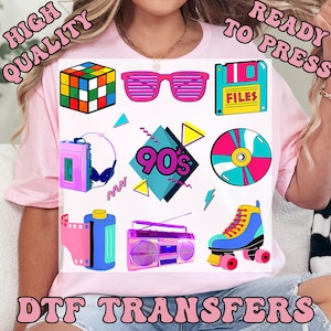 Vintage 90&#39;S Ready to Press Transfer,  90S Party DTF Heat Press Transfers, High Quality Direct to Film Prints