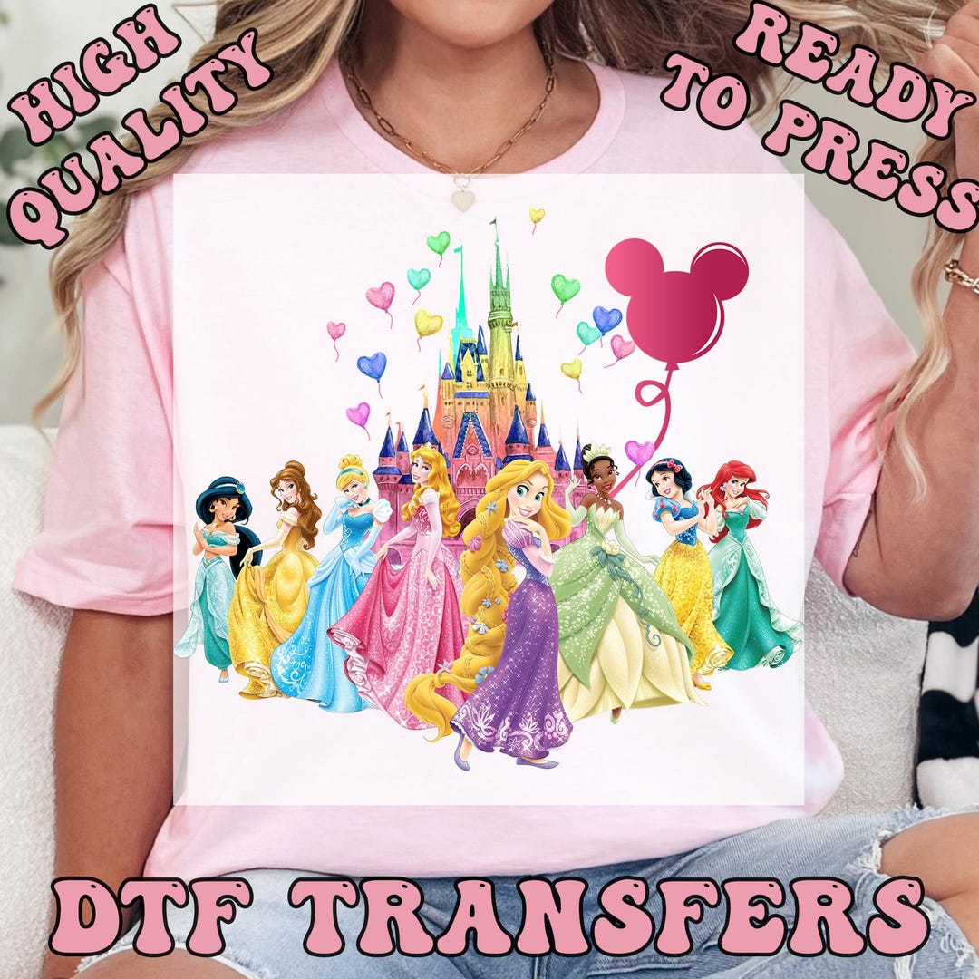 Disney Princess Ready to Press Transfer, Disney Family DTF Heat Press ...