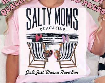 Disney Salty Moms Beach Club DTF Transfers, Minnie and Daisy Summer Heat Press Transfers, Disney Girls Just Wanna Have Sun, Disney Girls
