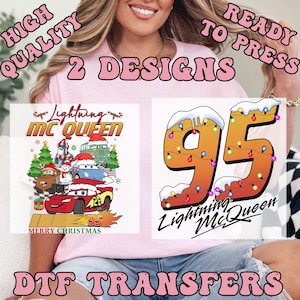 Disney Cars Christmas Ready to Press Transfer,  Disney Christmas DTF Heat Press Transfers, High Quality Direct to Film Prints